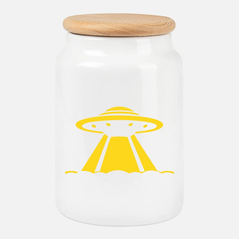 UFO - Keksdose mit Holzdeckel - Weiß