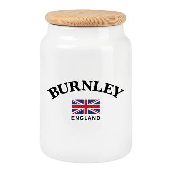 Burnley, England - Keksdose mit Holzdeckel - Weiß - Vorne