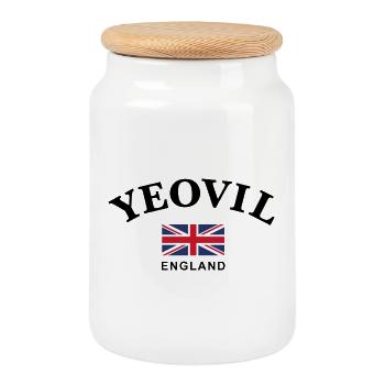 Yeovil, England - Keksdose mit Holzdeckel - Weiß - Vorne