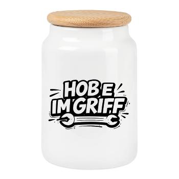 Hobe sous contrôle - Boîte à biscuits avec couvercle en bois - blanc - Devant