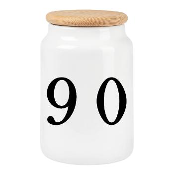 90. 90 ANS. 90e ANNIVERSAIRE. ANNIVERSAIRE 90 ANS. - Boîte à biscuits avec couvercle en bois - blanc - Devant