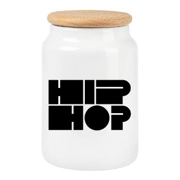 Hip Hop fettes Logo - Keksdose mit Holzdeckel - Weiß - Vorne