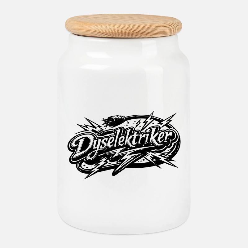 Die Electrician - Cookie Jar with Wooden Lid - white