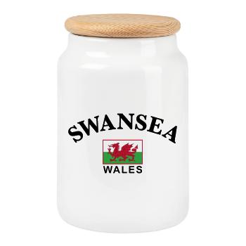 Swansea, Wales - Keksdose mit Holzdeckel - Weiß - Vorne