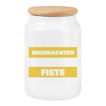 Dire la fête - Boîte à biscuits avec couvercle en bois - blanc - Devant