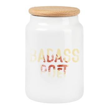 Badass Poet Floral Typografie - Keksdose mit Holzdeckel - Weiß - Vorne