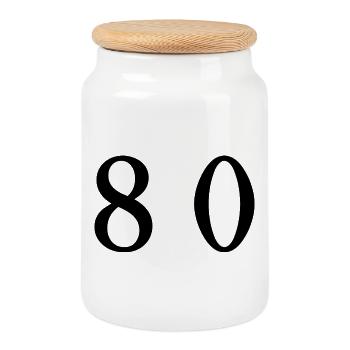 80. 80 YEARS. 80th ANNIVERSARY. 80 YEARS ANNIVERSARY. - Cookie Jar with Wooden Lid - white - Front