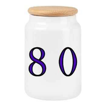80. 80 YEARS. 80th ANNIVERSARY. 80 YEARS ANNIVERSARY. - Cookie Jar with Wooden Lid - white - Front