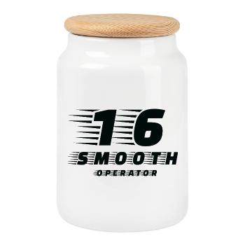Smooth Operator 16 – ein spaßiges Passwort für Formel-Fans - Keksdose mit Holzdeckel - Weiß - Vorne