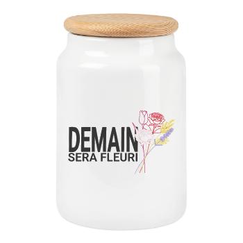 Tomorrow Will Be Flowery – Floral Line - Cookie Jar with Wooden Lid - white - Front