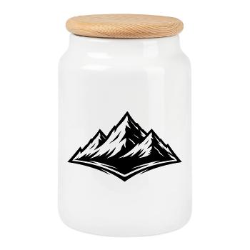 Mountains Symbol Alps - Cookie Jar with Wooden Lid - white - Front