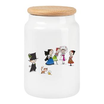 KVASS HUMORISTIQUE - Boîte à biscuits avec couvercle en bois - blanc - Devant