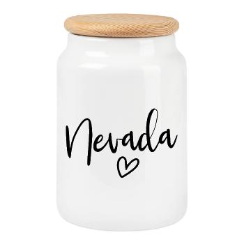 Cœur du Nevada Amour des Femmes Nevada - Boîte à biscuits avec couvercle en bois - blanc - Devant