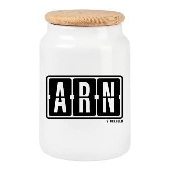 Stockholm ARN, sweat à capuche souvenir de la ville, t-shirt, casquette - Boîte à biscuits avec couvercle en bois - blanc - Devant
