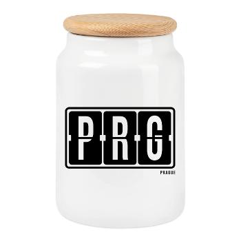 Prague PRG, City Souvenir Hoodie, Bag, Socks - Cookie Jar with Wooden Lid - white - Front