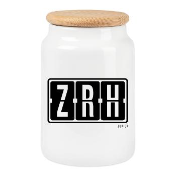 Zurich ZRH, souvenir de la ville, T-shirt, tongs - Boîte à biscuits avec couvercle en bois - blanc - Devant