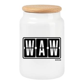 Warsaw WAW, sweat à capuche souvenir de la ville, t-shirt, casquette - Boîte à biscuits avec couvercle en bois - blanc - Devant
