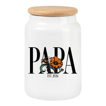 Papa – Vintage Blumen Design Geschenkidee - Keksdose mit Holzdeckel - Weiß - Vorne