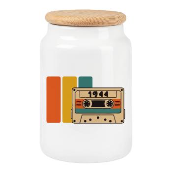 1944 Birthday 1944 Born 1944 Birthday - Cookie Jar with Wooden Lid - white - Front