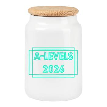 A-Levels Abschluss 2026 - Keksdose mit Holzdeckel - Weiß - Vorne