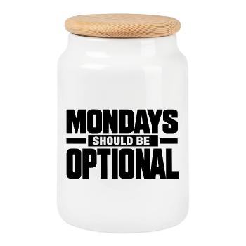 Monday Should Be Optional Office Worker - Cookie Jar with Wooden Lid - white - Front