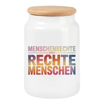 Menschenrechte statt rechte Menschen - Cool Pride  - Keksdose mit Holzdeckel - Weiß - Vorne