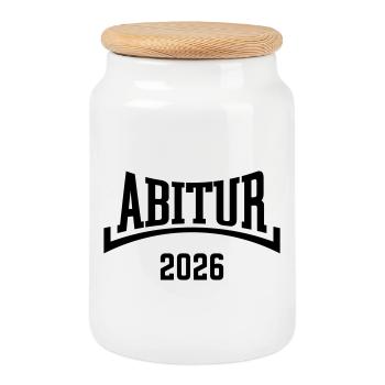 Abitur 2026 (Abiturient / Abi 26 / Konkav / B) - Keksdose mit Holzdeckel - Weiß - Vorne