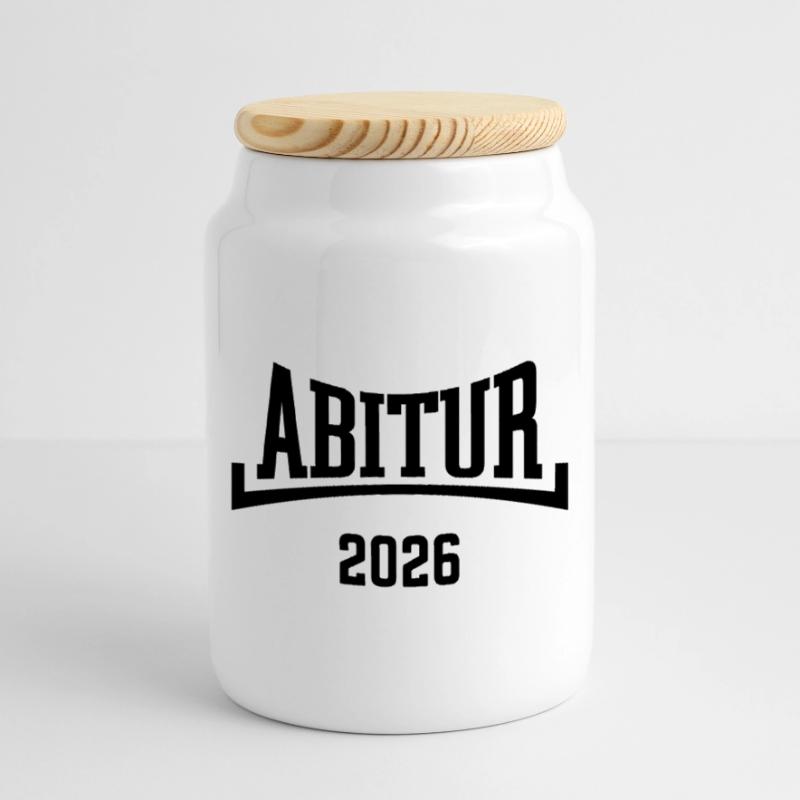 Abitur 2026 (Abiturient / Abi 26 / Konkav / B) Boîte à biscuits avec couvercle en bois