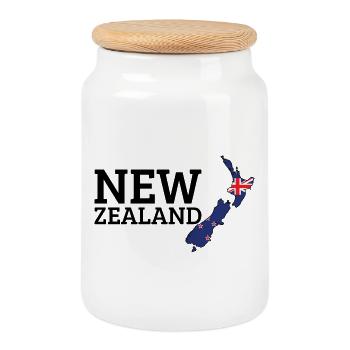 Carte terrestre de la Nouvelle-Zélande Fier Néo-Zélandais - Boîte à biscuits avec couvercle en bois - blanc - Devant