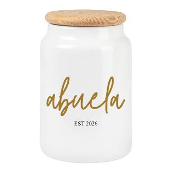Abuela Fondée en 2026 - Boîte à biscuits avec couvercle en bois - blanc - Devant