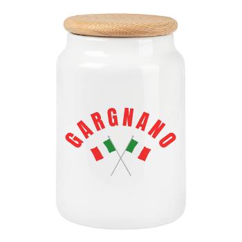 Gargnano Italian Flags - Cookie Jar with Wooden Lid - white - Front