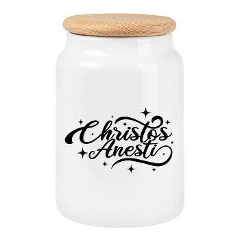 Christos Anesti Orthodoxer Osterpascha - Keksdose mit Holzdeckel - Weiß - Vorne