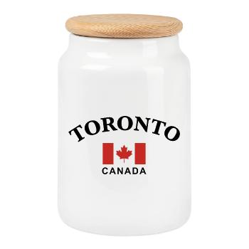 Toronto, Canada - Cookie Jar with Wooden Lid - white - Front
