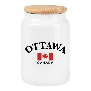 Ottawa, Canada - Cookie Jar with Wooden Lid - white - Front