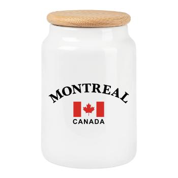 Montreal, Canada - Cookie Jar with Wooden Lid - white - Front