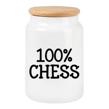 100% Échecs : Motif Stratégie Cavalier et Fou Noir - Boîte à biscuits avec couvercle en bois - blanc - Devant