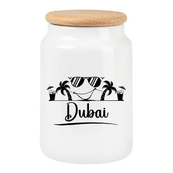 Dubai - Keksdose mit Holzdeckel - Weiß - Vorne