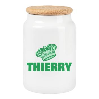 Thierry as King - Cookie Jar with Wooden Lid - white - Front