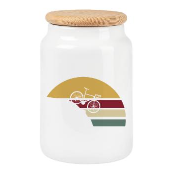 Bicycle Retro Downhill - Cookie Jar with Wooden Lid - white - Front
