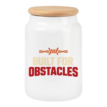 Obstacle Course Racer Obstacle Course Ocr - Cookie Jar with Wooden Lid - white - Front