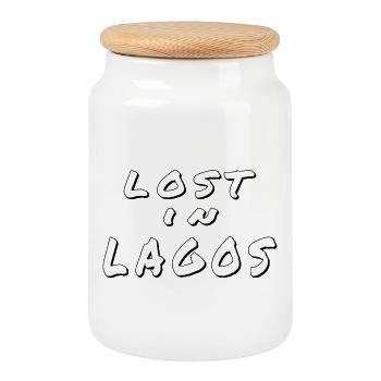 Lost in Lagos – Algarve Design - Boîte à biscuits avec couvercle en bois - blanc - Devant