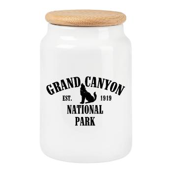 Grand Canyon Established 1919 National Park - Cookie Jar with Wooden Lid - white - Front