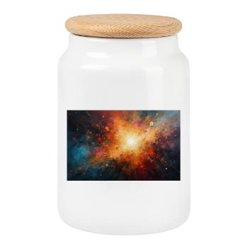Cosmic Burst Nebula Explosion - Cookie Jar with Wooden Lid - white - Front