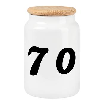 70. 70 YEARS. 70th ANNIVERSARY. 70 YEARS ANNIVERSARY. - Cookie Jar with Wooden Lid - white - Front