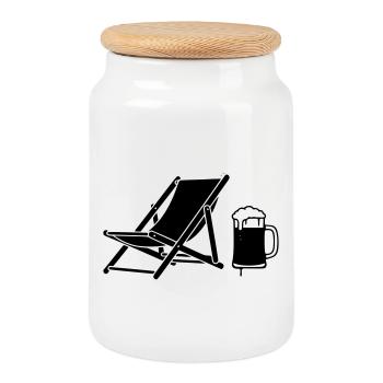 Bière sur chaise de pont icône des fêtes - Boîte à biscuits avec couvercle en bois - blanc - Devant