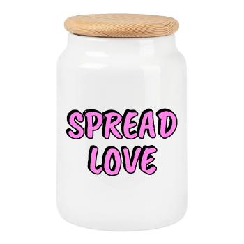Répands l’amour — Rose - Boîte à biscuits avec couvercle en bois - blanc - Devant