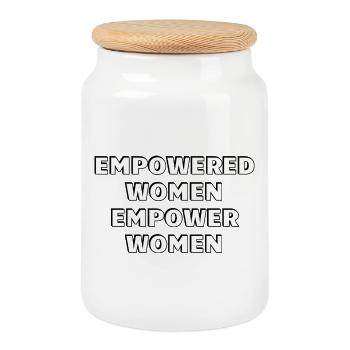 Empowered Women Empower Women  - Cookie Jar with Wooden Lid - white - Front