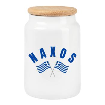 Drapeaux grecs de Naxos - Boîte à biscuits avec couvercle en bois - blanc - Devant