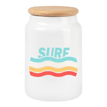 Surf - Cookie Jar with Wooden Lid - white - Front