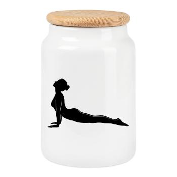 Cobra Yoga Pose Silhouette - Keksdose mit Holzdeckel - Weiß - Vorne